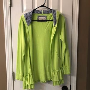 Evys tree lime and chambray large Emma hoodie EUC